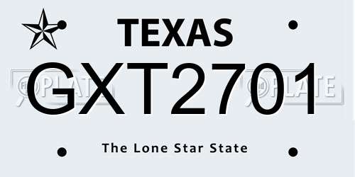 GXT2701 Texas License Plate