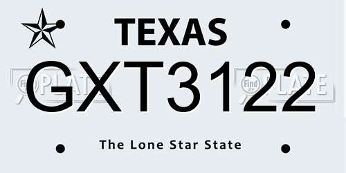 GXT3122 Texas License Plate