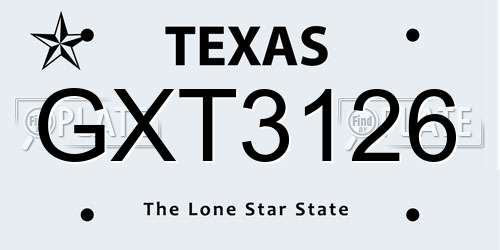 GXT3126 Texas License Plate
