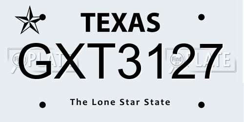 GXT3127 Texas License Plate