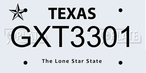 GXT3301 Texas License Plate