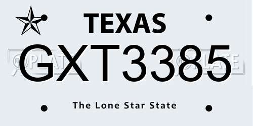 GXT3385 Texas License Plate
