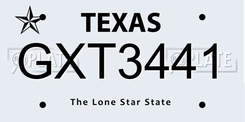 GXT3441 Texas License Plate