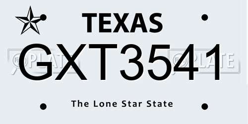 GXT3541 Texas License Plate