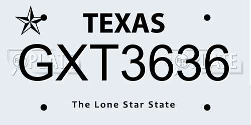 GXT3636 Texas License Plate