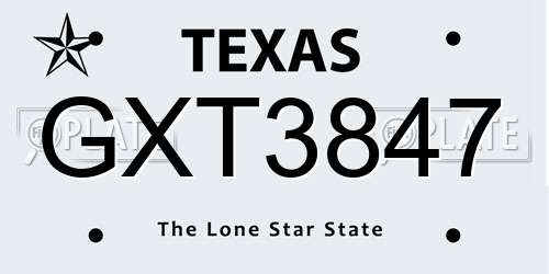 GXT3847 Texas License Plate