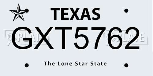 GXT5762 Texas License Plate