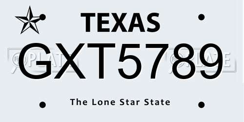 GXT5789 Texas License Plate