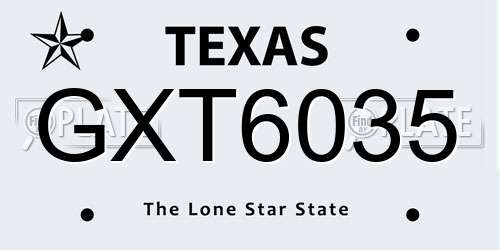 GXT6035 Texas License Plate