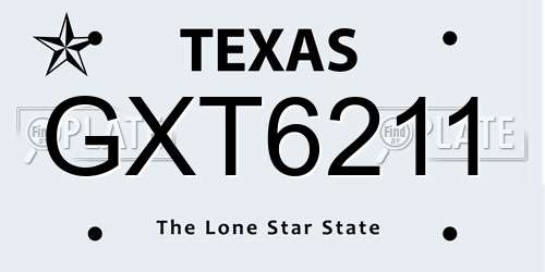 GXT6211 Texas License Plate