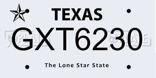 GXT6230 Texas License Plate