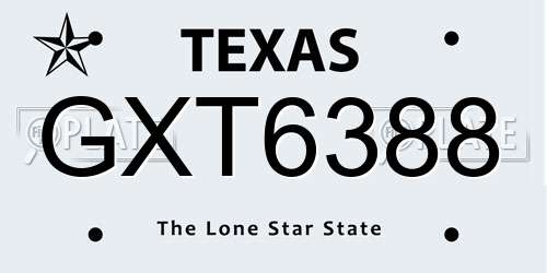 GXT6388 Texas License Plate