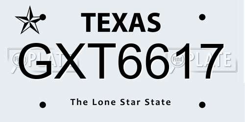 GXT6617 Texas License Plate