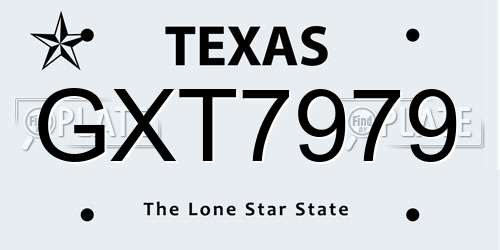 GXT7979 Texas License Plate
