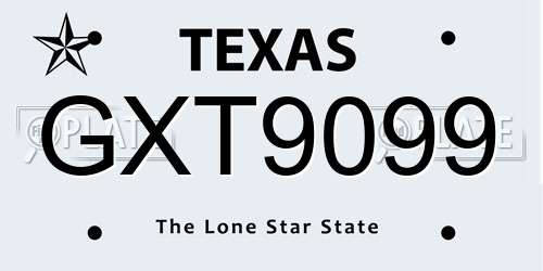 GXT9099 Texas License Plate
