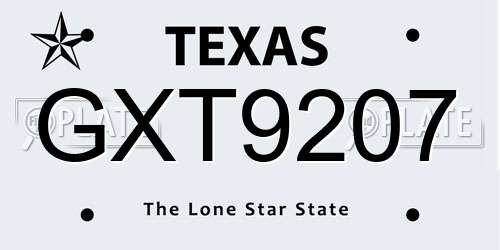 GXT9207 Texas License Plate