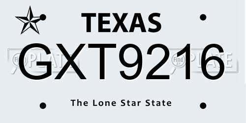 GXT9216 Texas License Plate