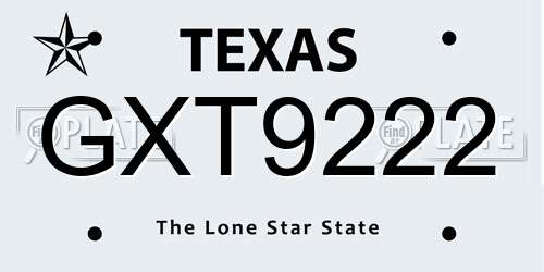 GXT9222 Texas License Plate