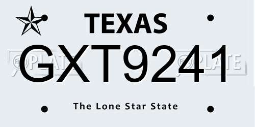 GXT9241 Texas License Plate