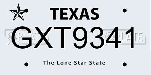 GXT9341 Texas License Plate