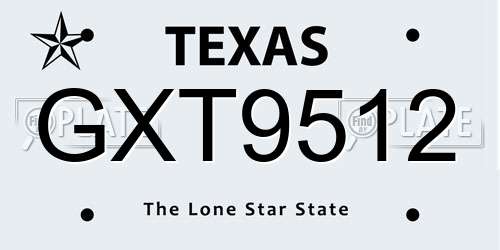 GXT9512 Texas License Plate