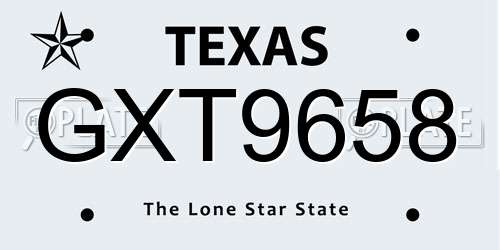 GXT9658 Texas License Plate