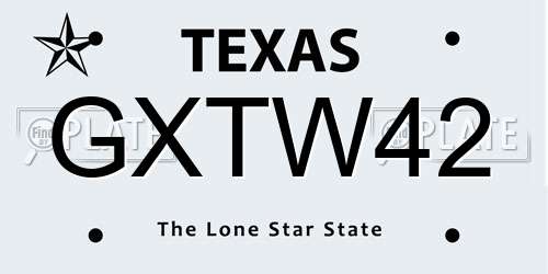 GXTW42 Texas License Plate