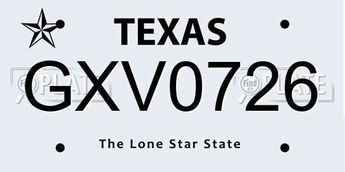 GXV0726 Texas License Plate