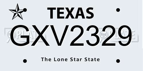 GXV2329 Texas License Plate