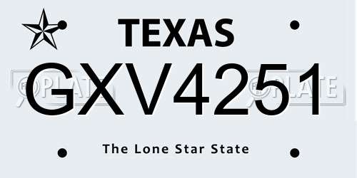 GXV4251 Texas License Plate