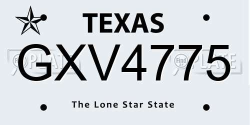 GXV4775 Texas License Plate