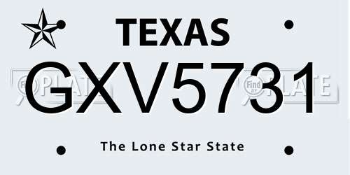 GXV5731 Texas License Plate