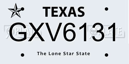 GXV6131 Texas License Plate
