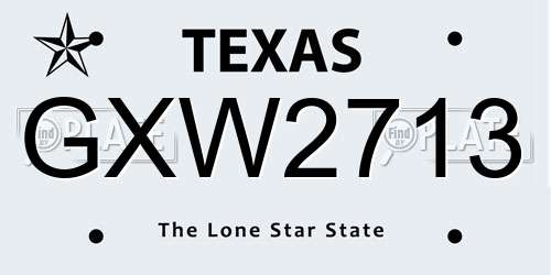GXW2713 Texas License Plate