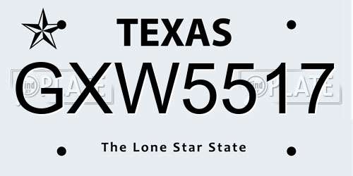 GXW5517 Texas License Plate