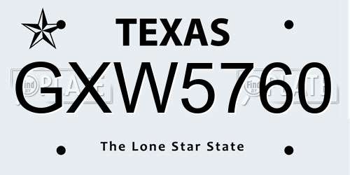 GXW5760 Texas License Plate