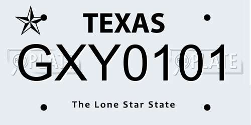 GXY0101 Texas License Plate