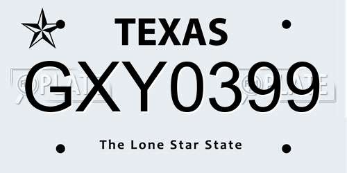 GXY0399 Texas License Plate