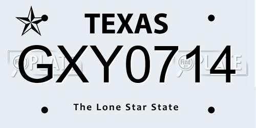 GXY0714 Texas License Plate
