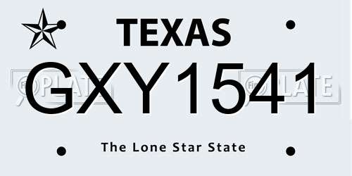 GXY1541 Texas License Plate