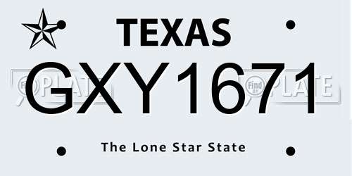 GXY1671 Texas License Plate