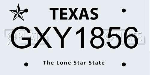 GXY1856 Texas License Plate