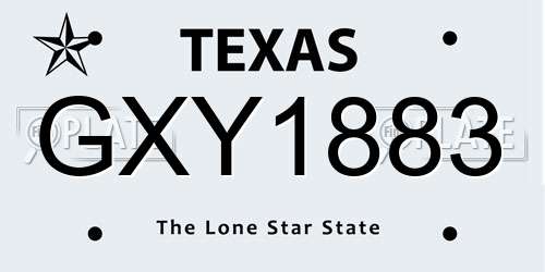 GXY1883 Texas License Plate