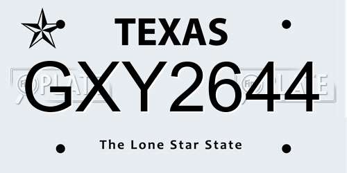 GXY2644 Texas License Plate