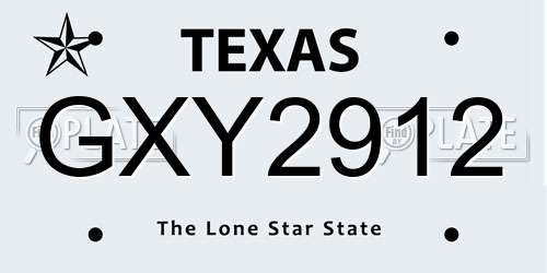 GXY2912 Texas License Plate