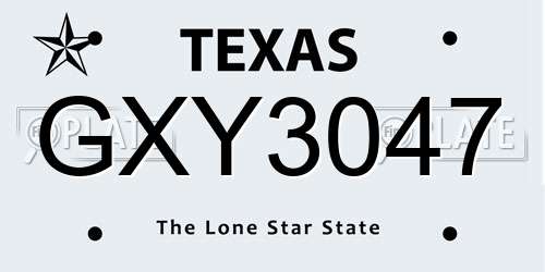 GXY3047 Texas License Plate