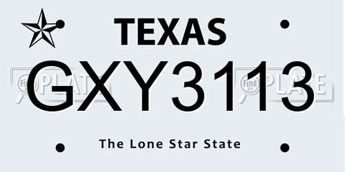 GXY3113 Texas License Plate