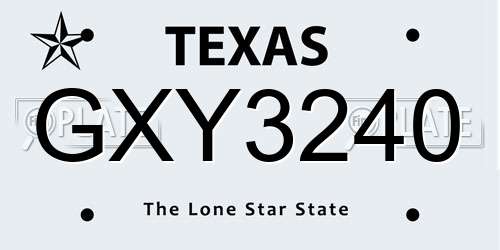 GXY3240 Texas License Plate