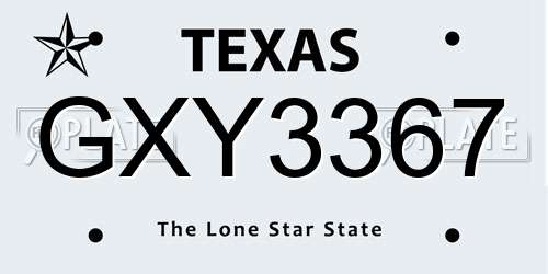 GXY3367 Texas License Plate