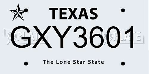 GXY3601 Texas License Plate